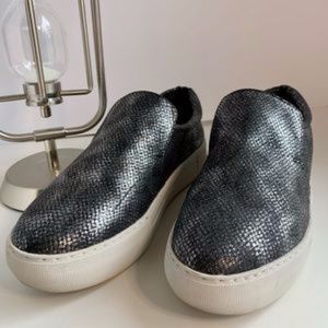 J/Slides Black Metallic Python Slip-on Sneakers